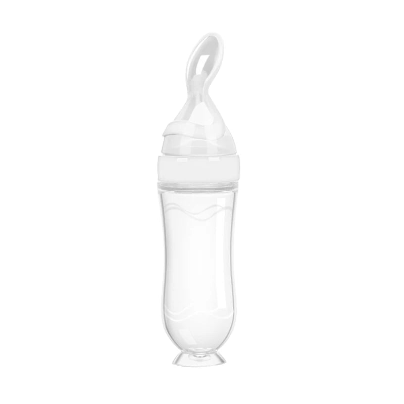 Silicone Baby Feeding Bottle with Spoon - Rice Cereal & Milk Cup