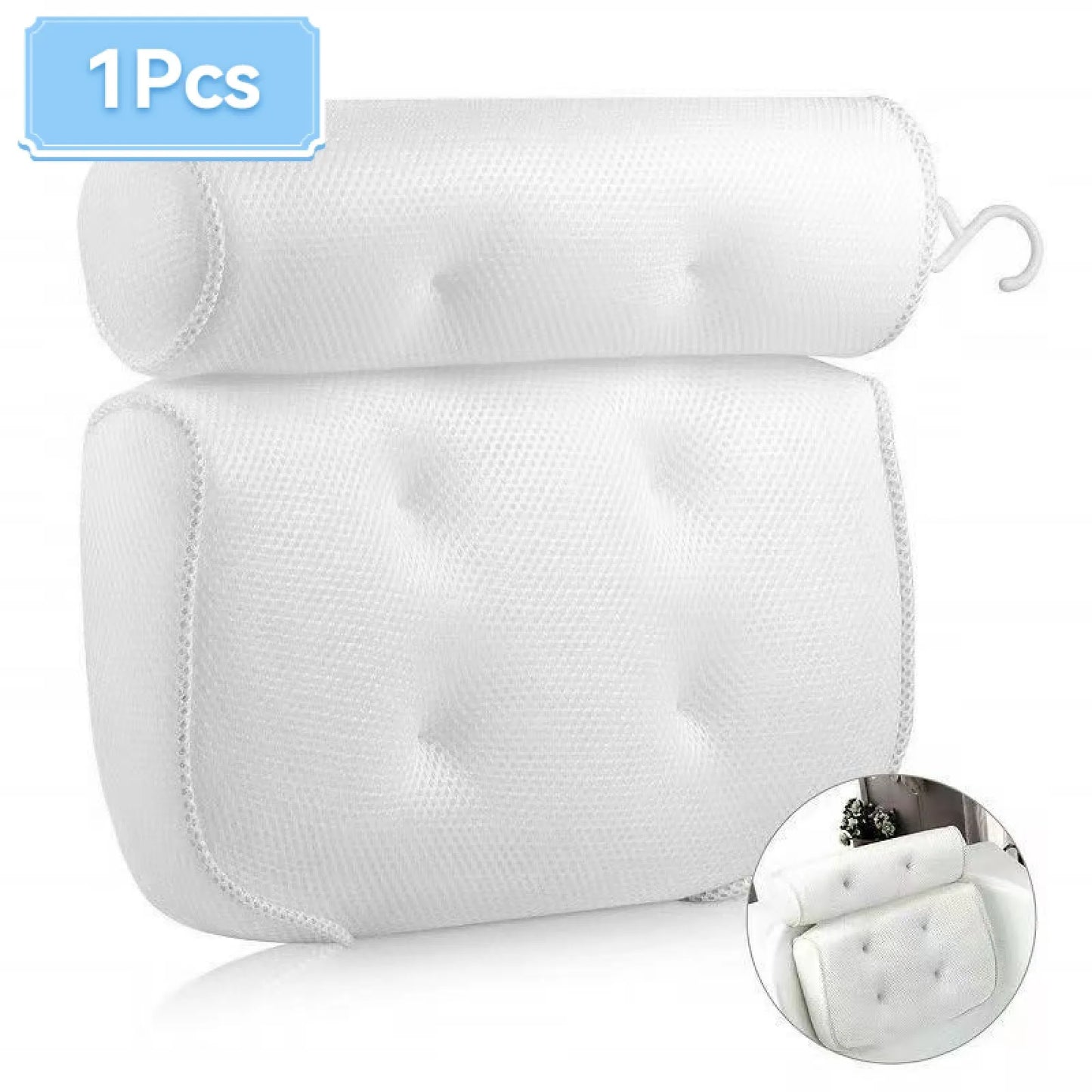 Transform your bath experience with premium air mesh bathtub pillows. Ergonomic neck and back support with secure suction cups. 2-pack for ultimate comfort.