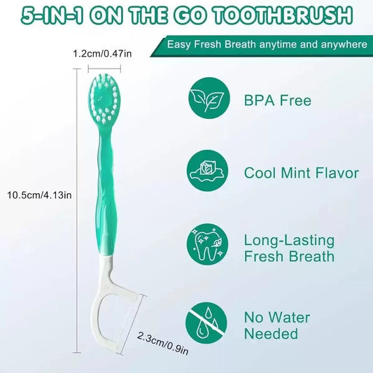3-in-1 Portable Travel Toothbrush Set with Bursting Beads & Floss