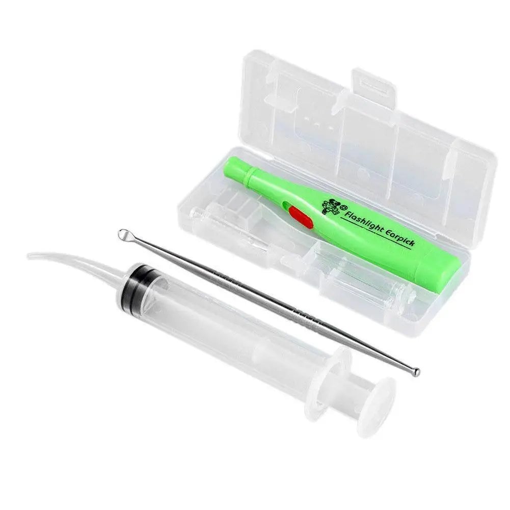 LED Ear Wax Remover Steel Tool 3 Tips Irrigator Ear Care Cleaning