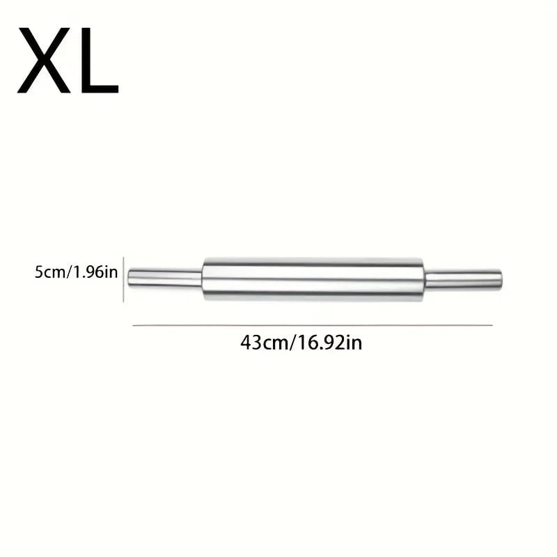 Heavy-Duty Stainless Steel Rolling Pin Anti-Slip Handle Baking