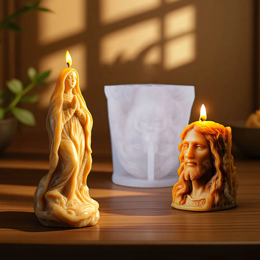 Jesus Statue Silicone Candle Mold Virgin Mary Resin Soap Craft