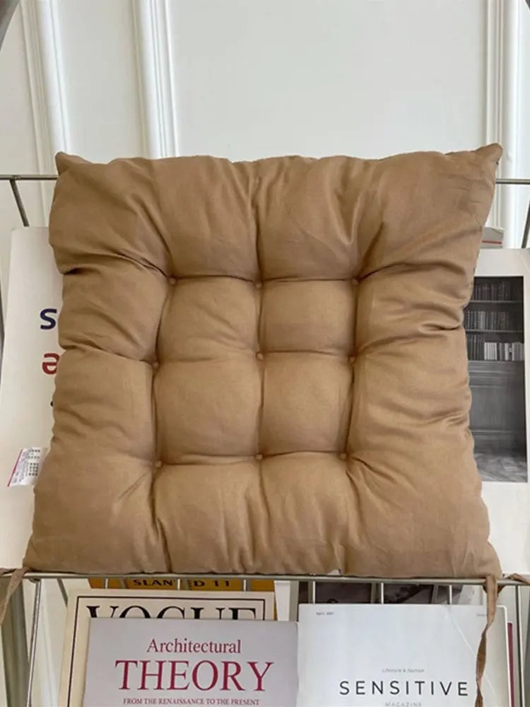Premium Linen Cotton Square Chair Cushion with Backrest Support
