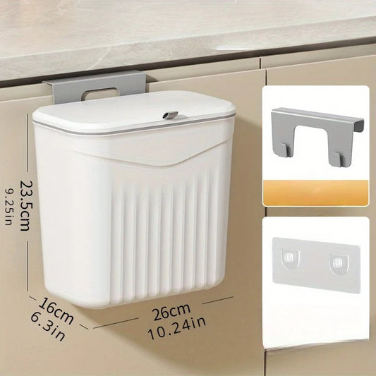 White Wall Mounted Kitchen Trash Bin - Plastic Garbage Storage