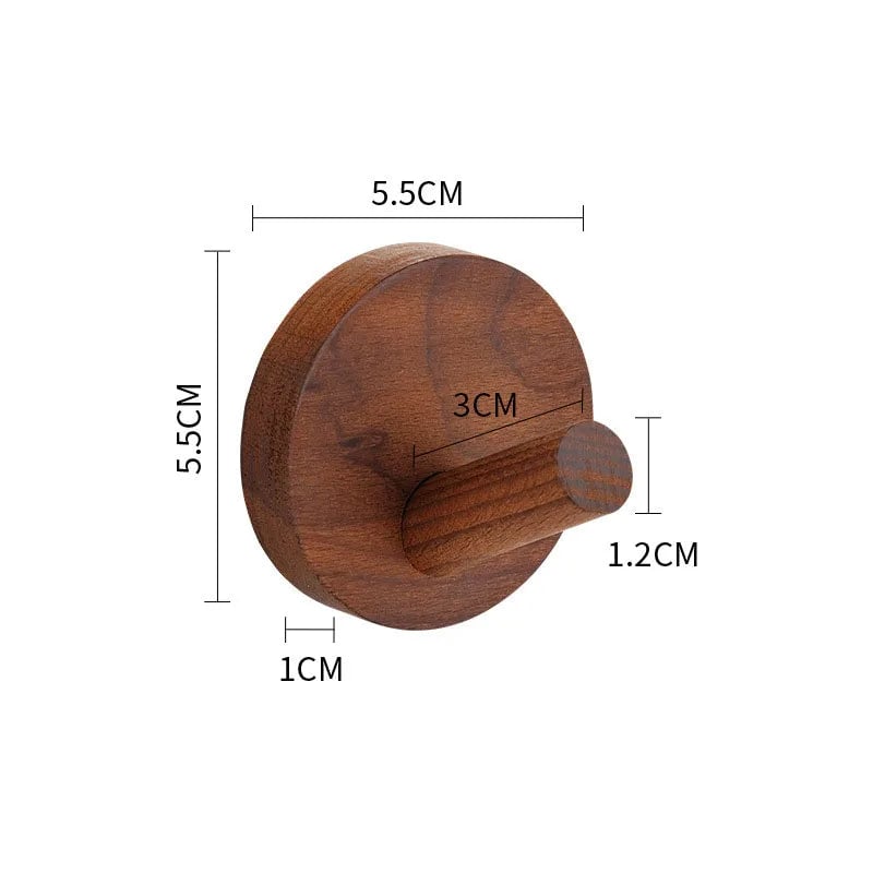 Self-Adhesive Natural Wood Wall Hooks - Modern Coat Hat Key Hanger