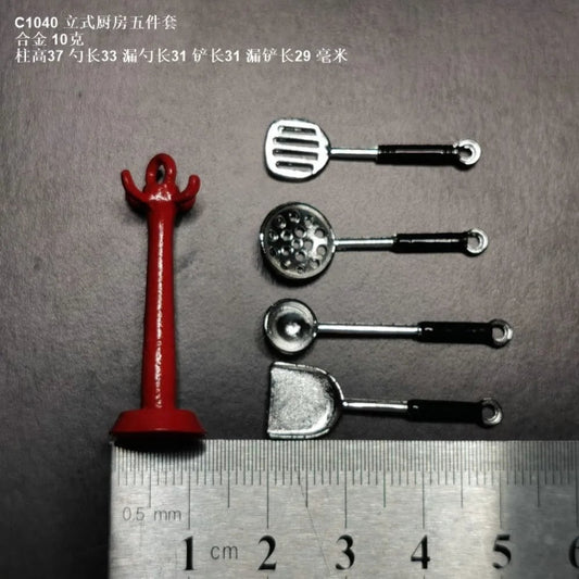 1:12 Scale Alloy Mini Kitchen Cookware Set Dollhouse Utensils