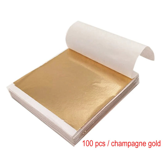Gold Silver Foil Leaf Paper 100 Sheets Gilding Art Craft