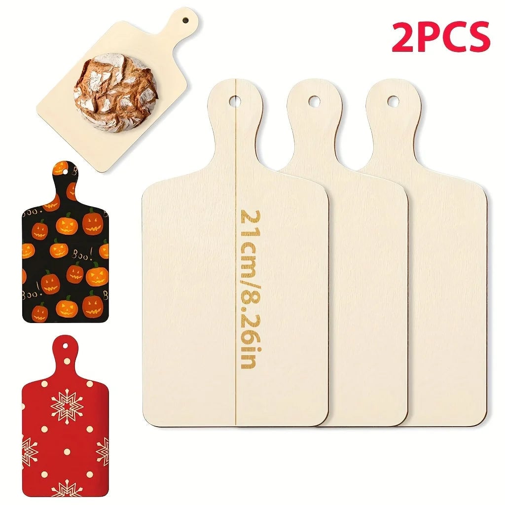 8pc Mini Wood Cutting Boards w/ Handle Rectangular Unfinished Craft