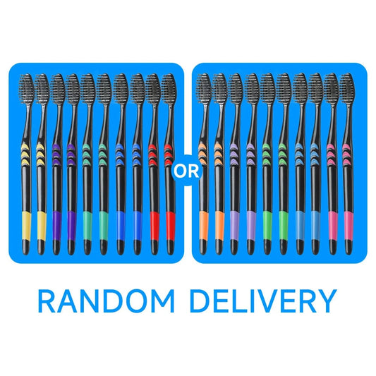 10 Pack Bamboo Charcoal Soft Bristle Toothbrushes for Family Travel