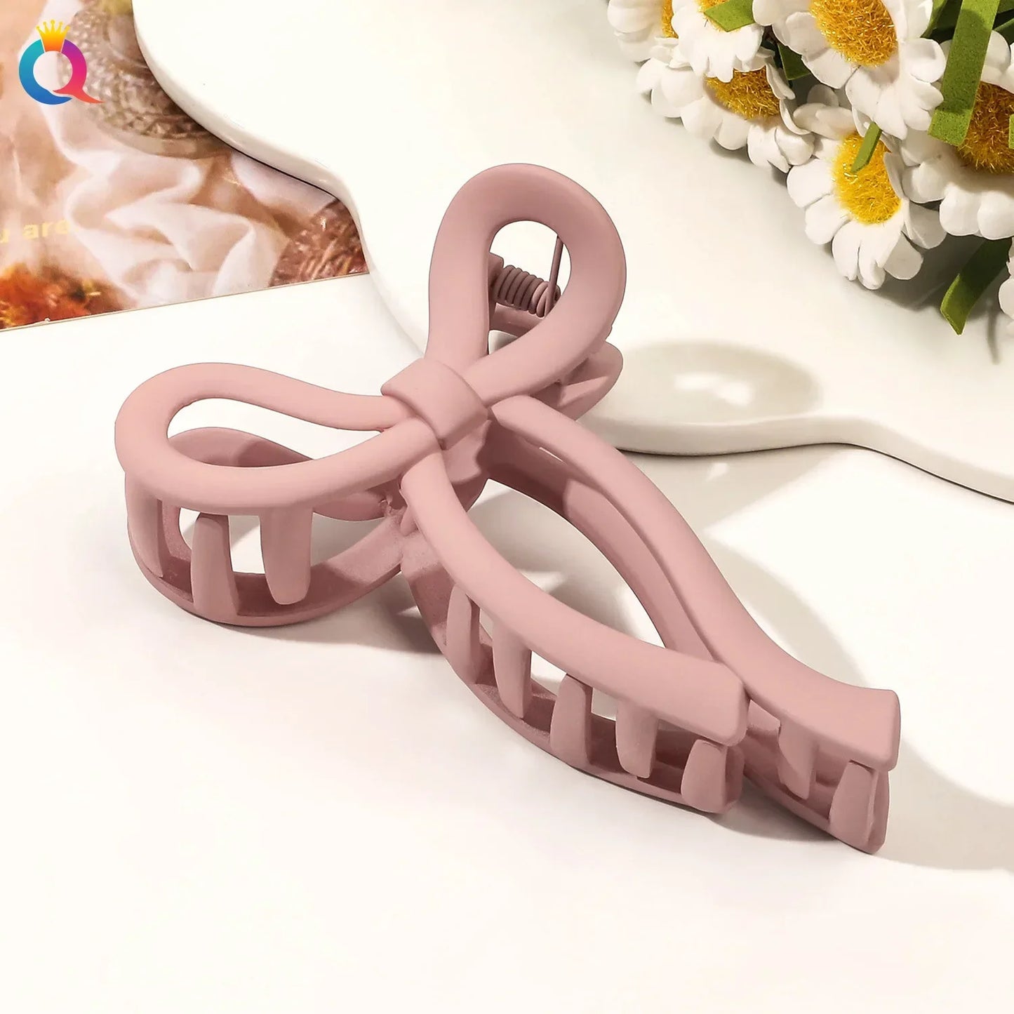 Matte Acrylic Bow Hair Claw Clip - Large Ponytail Crab Hair Clip