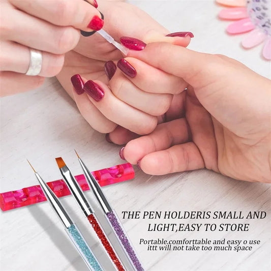5-Grid Nail Art Brush Holder Stand - Professional Display Organizer
