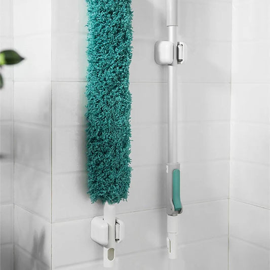 Wall Mount Mop Clip Holder - Broom Brush Hanger Rack Kitchen Bath