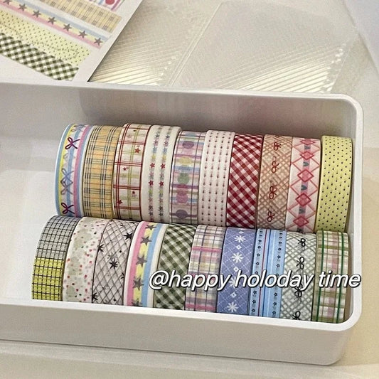 Basic Grid Star Washi Tape 5-Pack Decorative Craft Stationery Set
