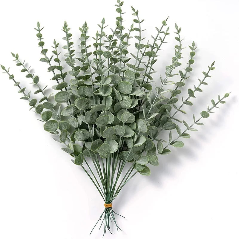 20pcs Artificial Eucalyptus Stems - Realistic Green Fake Branches