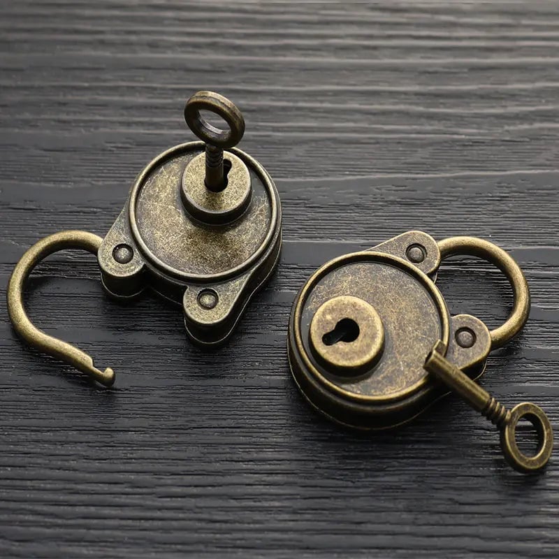 Vintage Bronze Padlock with Keys - Antique Style Lock for Luggage