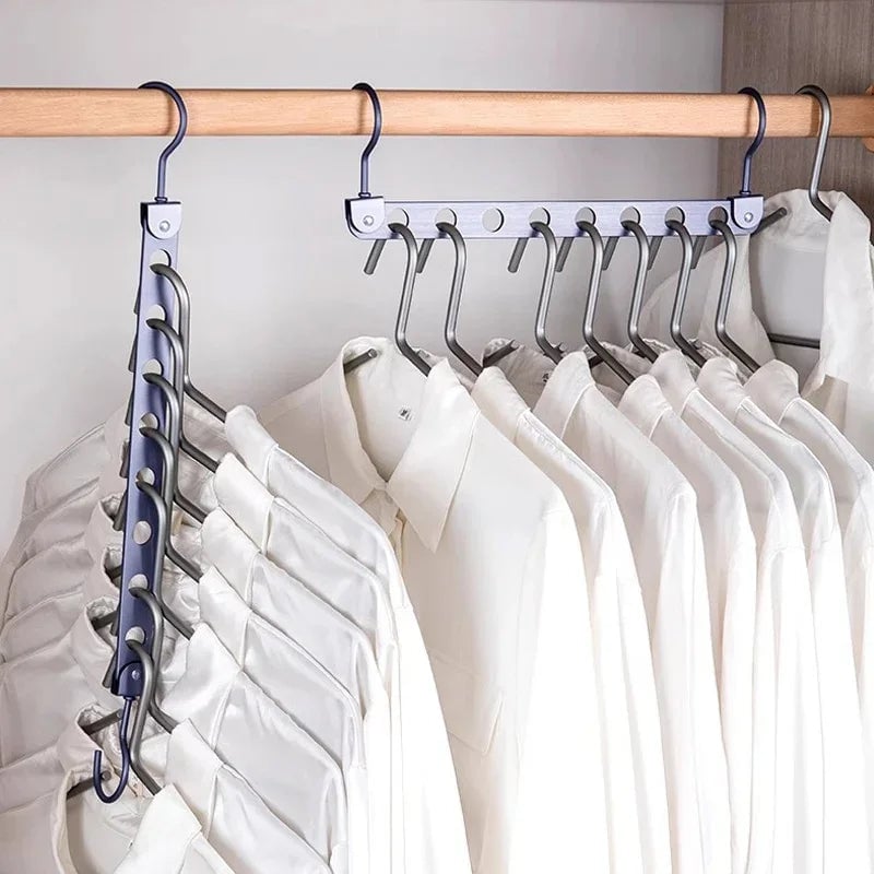 Foldable Rotatable Metal Hanger Storage Rack 6/8 Holes Organizer