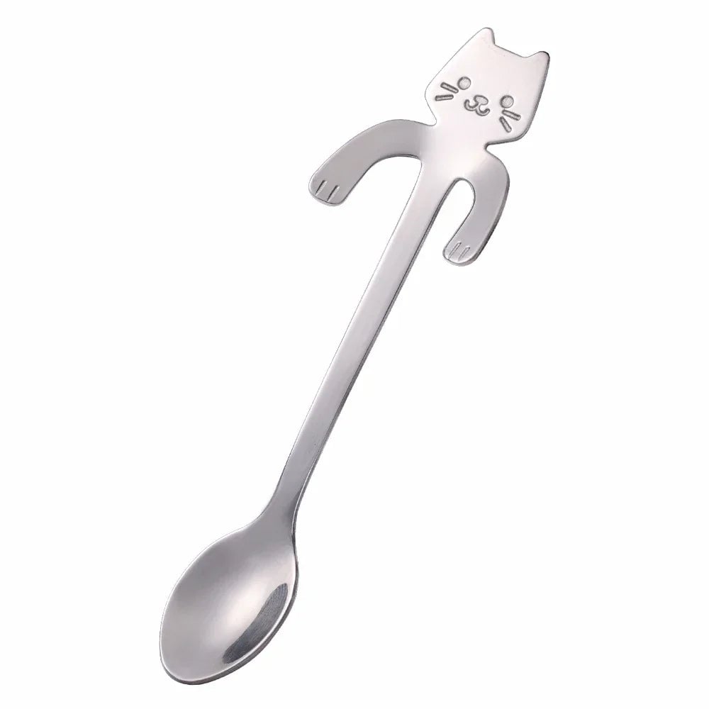 Stainless Steel Cat Shape Coffee Spoon - Mini Dessert Teaspoon