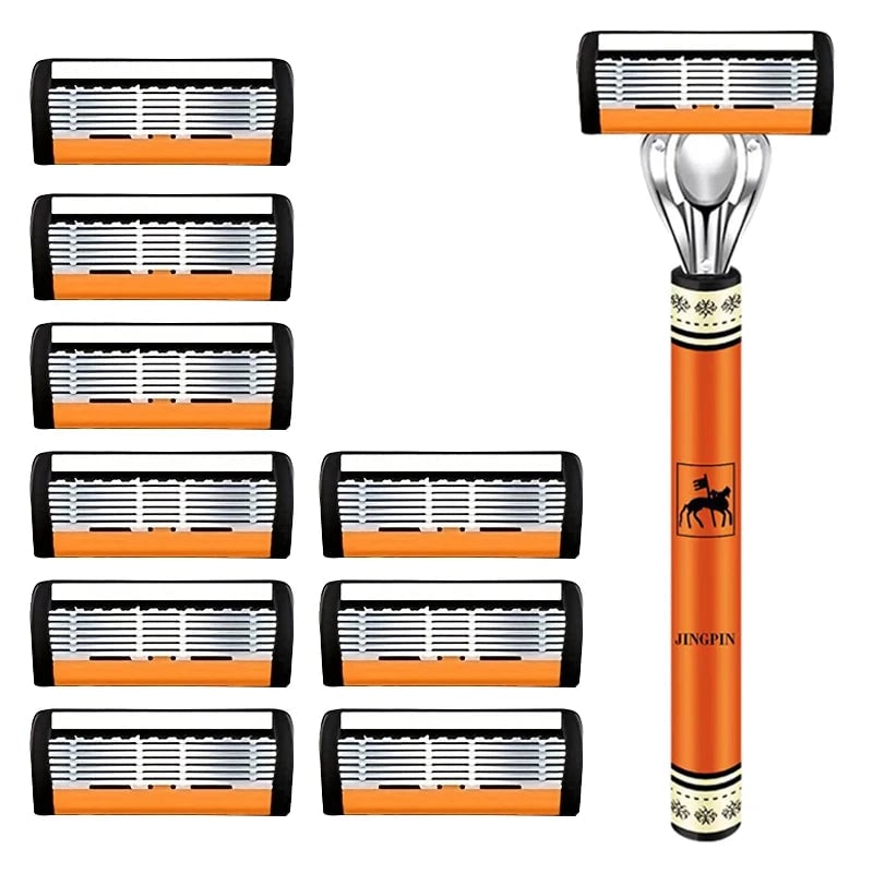6-Layer Stainless Steel Safety Razor Set - Sharp Changeable Blade