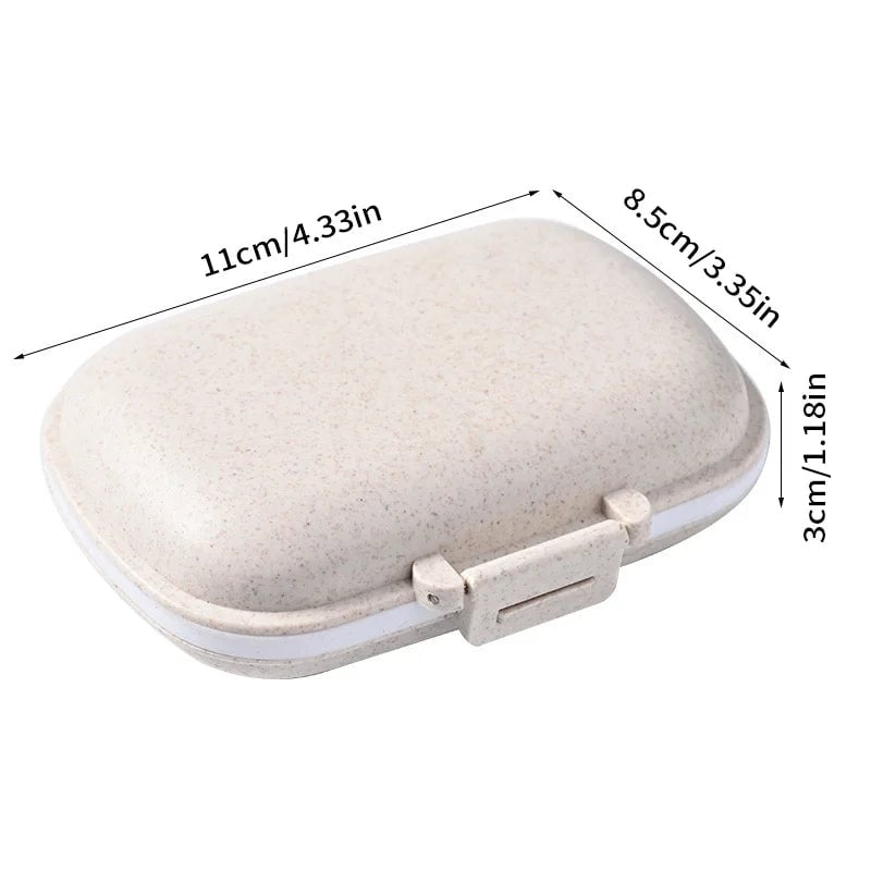 8 Grid Wheat Straw Pill Organizer with Seal Ring Travel Medicine Box