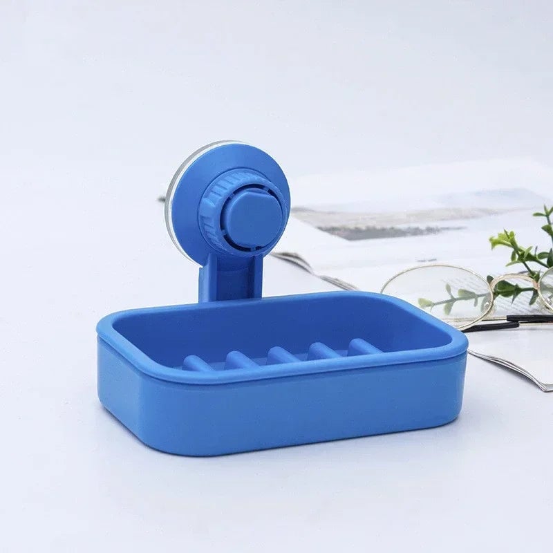 Suction Cup Soap Holder Box - Waterproof Bathroom Storage Tray