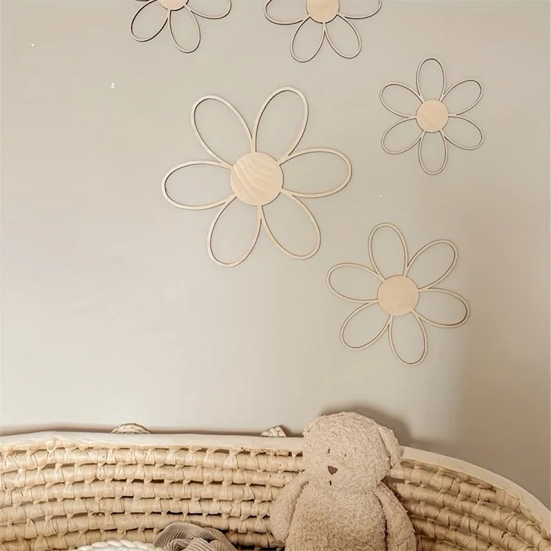 DIY Wooden Daisy Flower Wall Art Scandinavian Style Home Decor