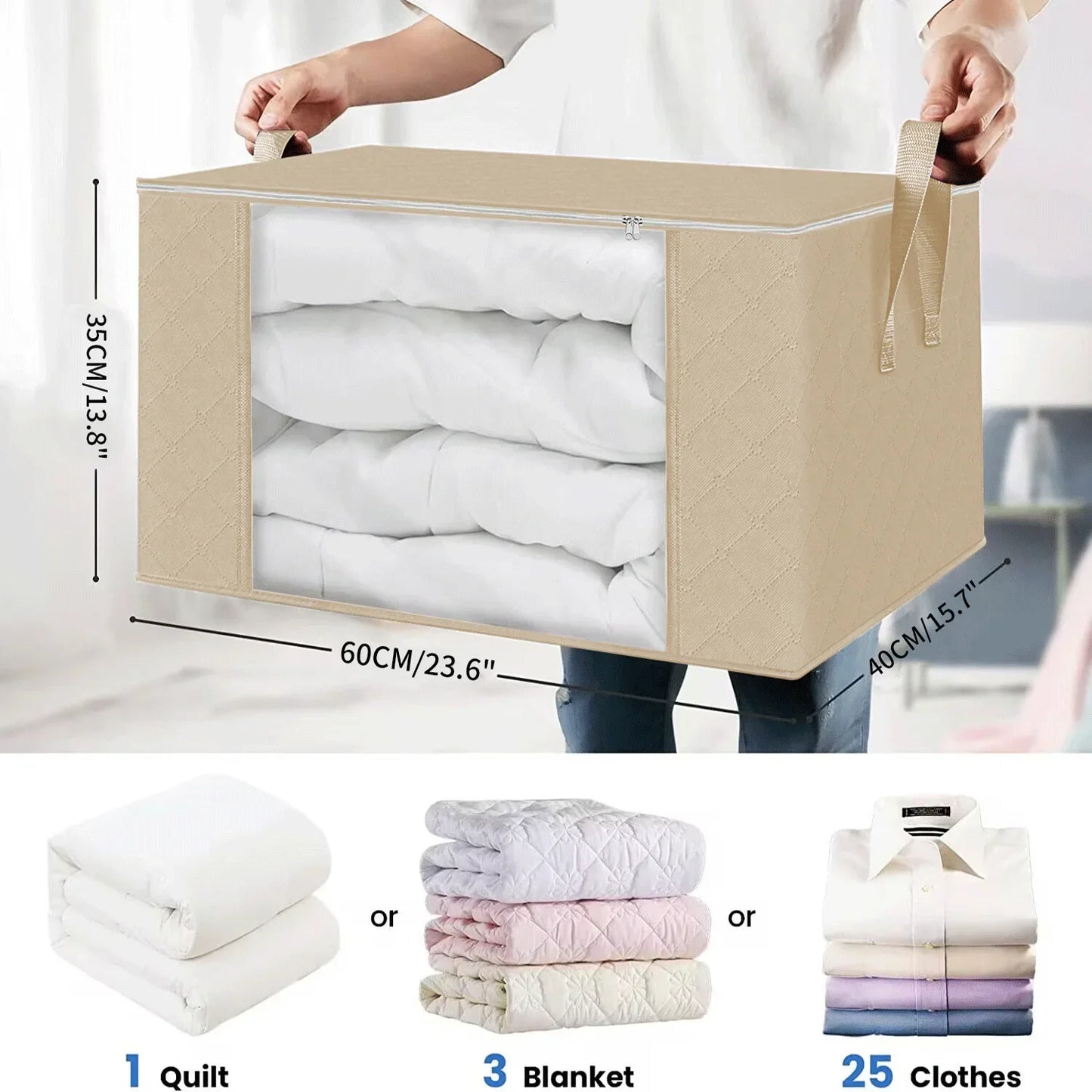 Large Quilt Storage Bag - Clothing Organizer for Bedding & Moving