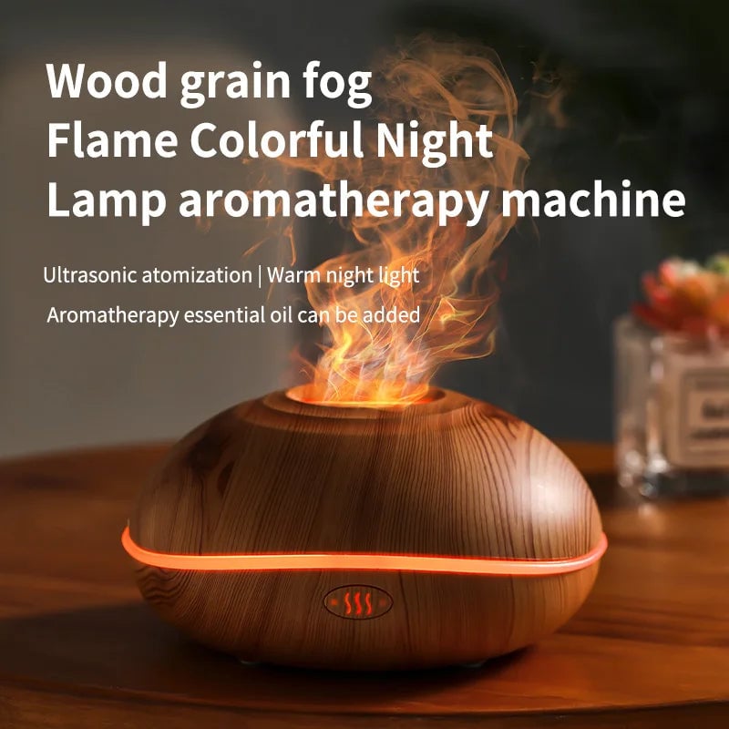Flame Essential Oil Diffuser with Colorful LED Lights & Aromatherapy