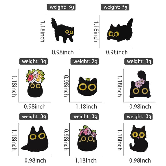 Black Cat Enamel Pin - Big Eyes Kitten Brooch Lapel Badge Jewelry