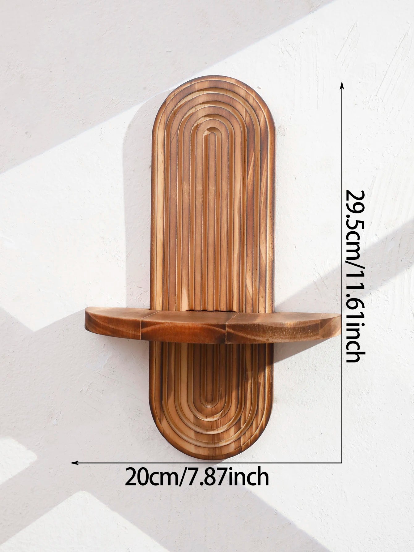 Rustic Boho Wooden Wall Shelves Charcoal Geometric Oval Display