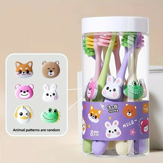 8-Pack Soft Bristle Cartoon Animal Toothbrushes for Kids Ages 2-6