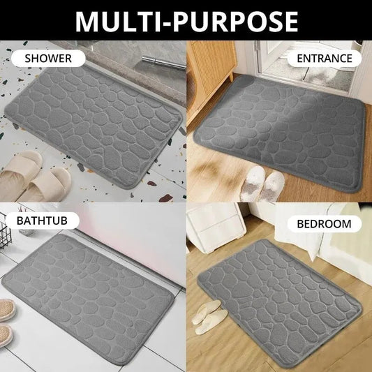 Embossed Fiber Anti-Slip Pebble Bath Mat - Non-Skid Bathroom Rug