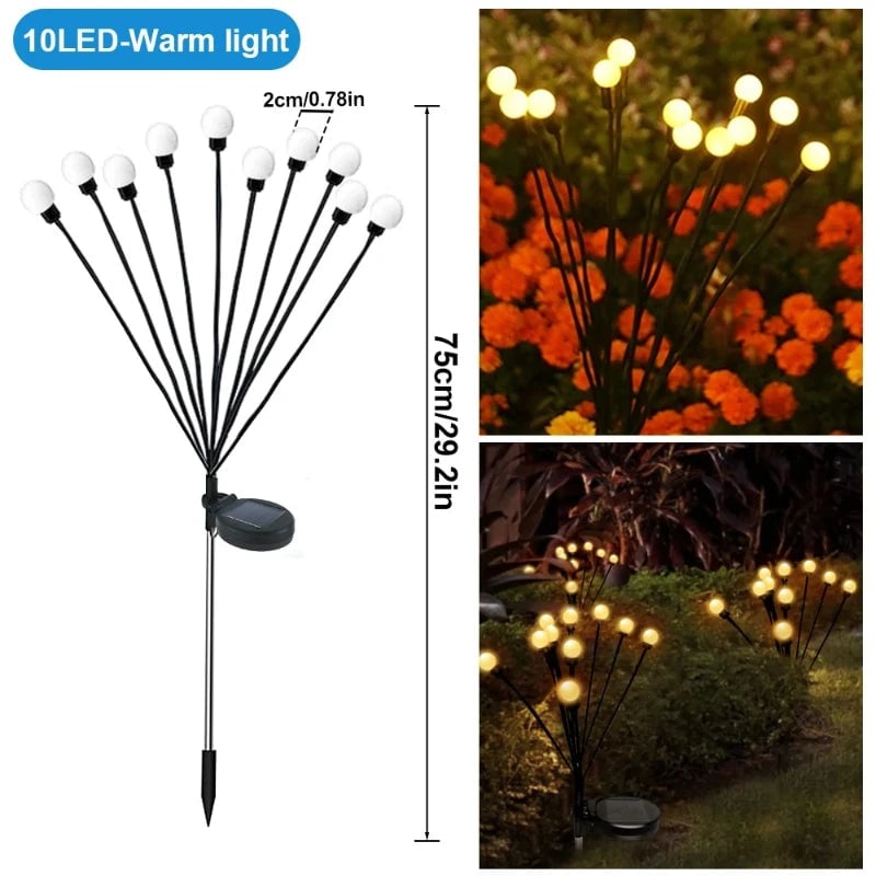 Solar LED Pathway Lights 6/8/10 Head Waterproof Garden Firefly Lamp