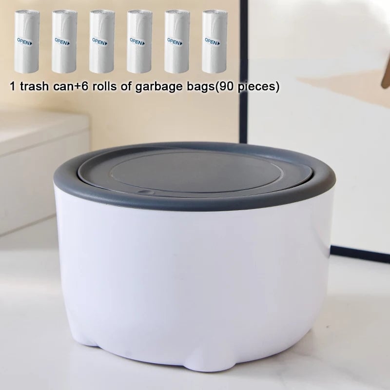 Mini Desktop Trash Bin - Portable Small Waste Can for Car & Office