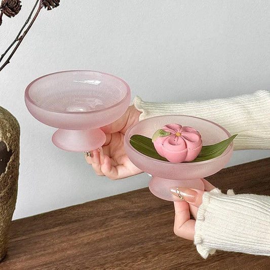 Glacier Glass High-Foot Fruit Plate - Small Exquisite Candy Snack Dish