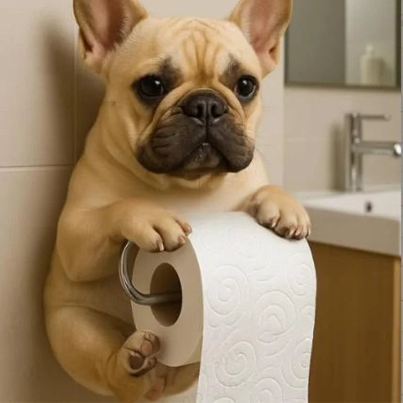 Resin Dog Tissue Holder - Toilet Paper Dispenser Bathroom Decor