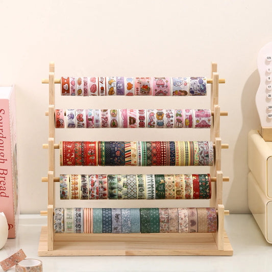 Wooden Desktop Organizer Rack for Tape Stickers & Necklaces