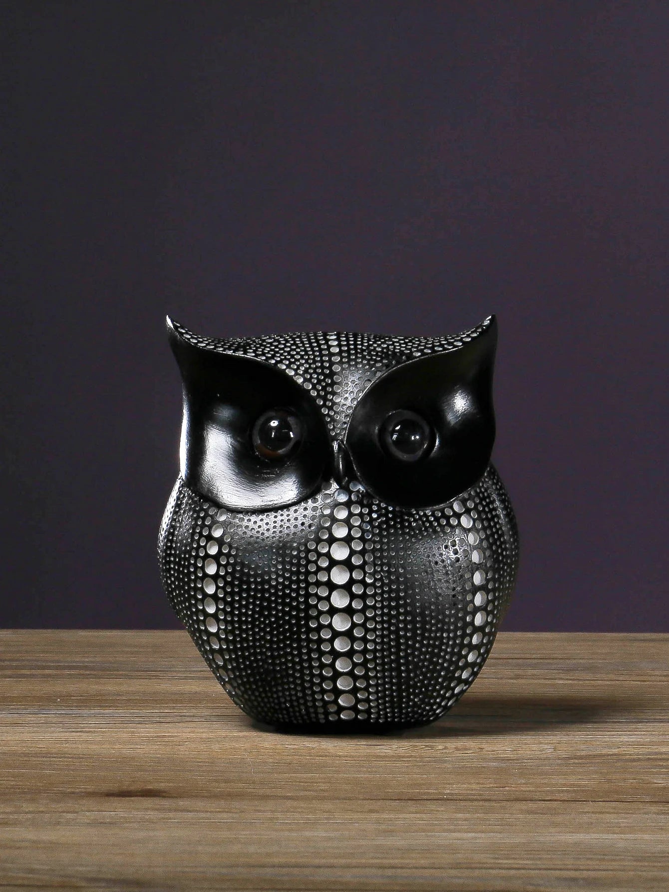 Resin Owl Statues Black White Animal Sculpture Home Decor Indoor
