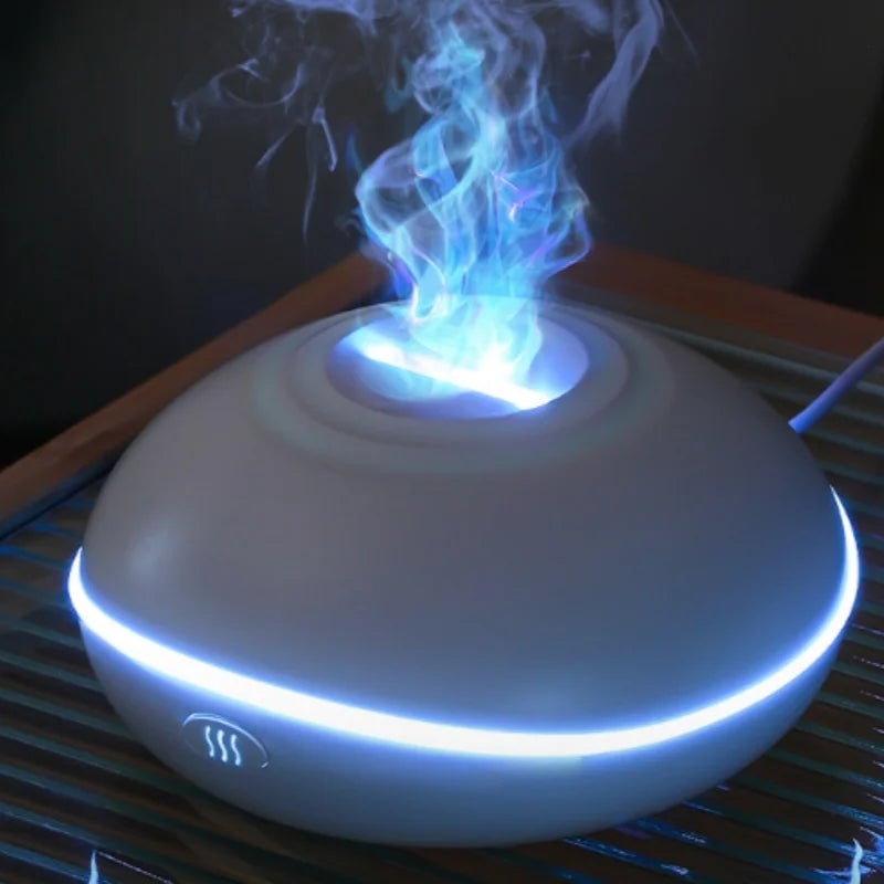 Ultrasonic Flame Humidifier with Aromatherapy & Night Light