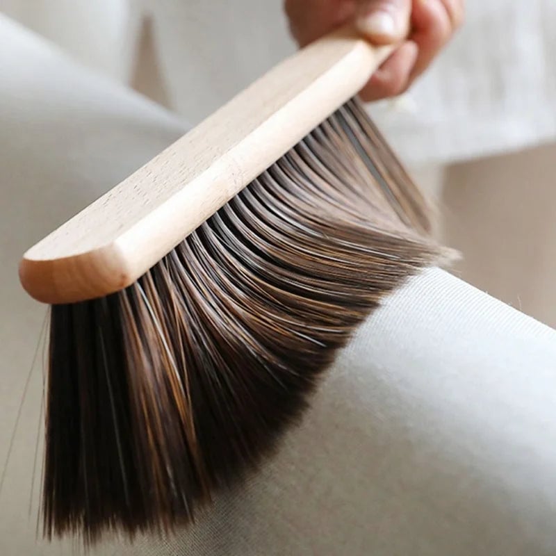 Natural Wood Bristle Anti-Static Coffee Cleaning Brush Desktop Broom