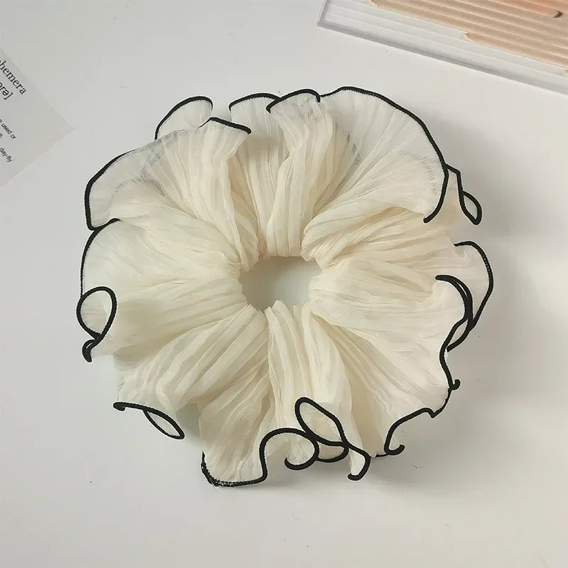 Oversized Korean Retro Chiffon Scrunchie Hair Band Fashion Accessory