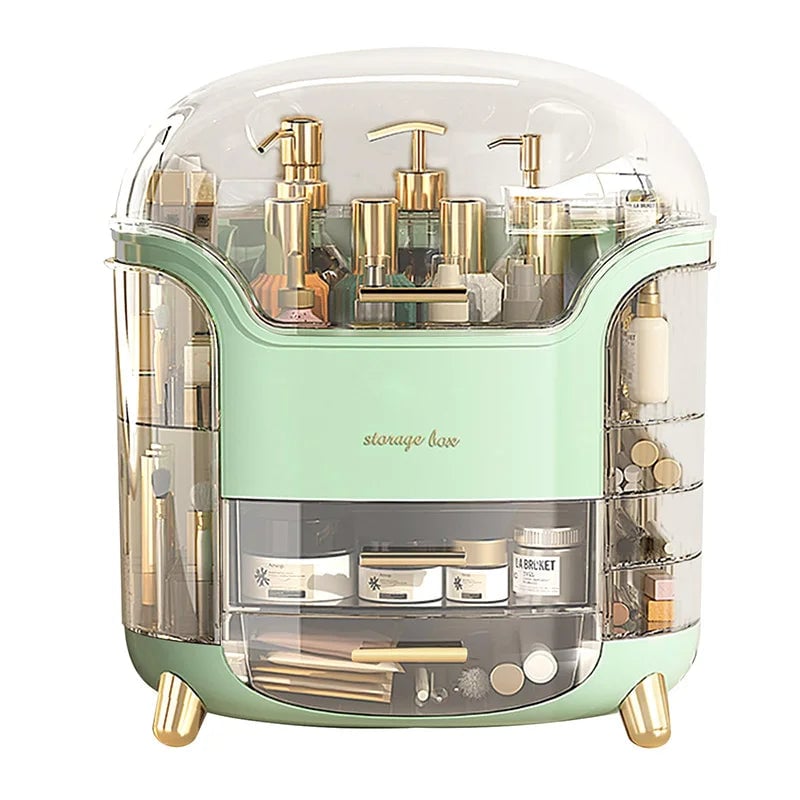 Waterproof Makeup Organizer with Lid & Drawers - Countertop Storage