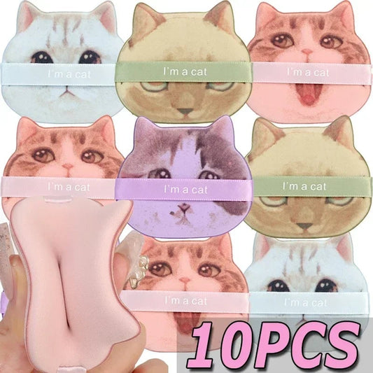 10PC Cat-Shaped Makeup Puffs - Dual-Use Foundation & Powder Blender Set