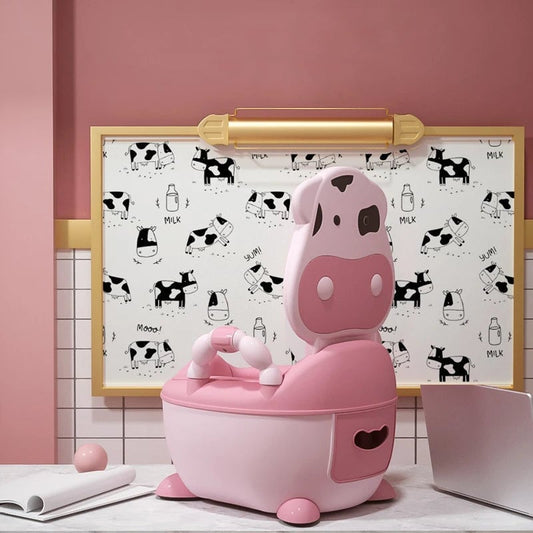 Kids Portable Potty Training Seat - Cartoon Cow Design Toddler Toilet