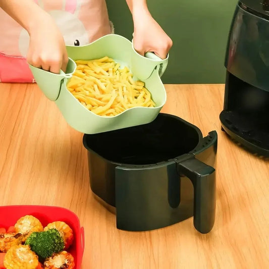 Silicone Air Fryer Liners Round Square Reusable Non-Stick Pot Bowl