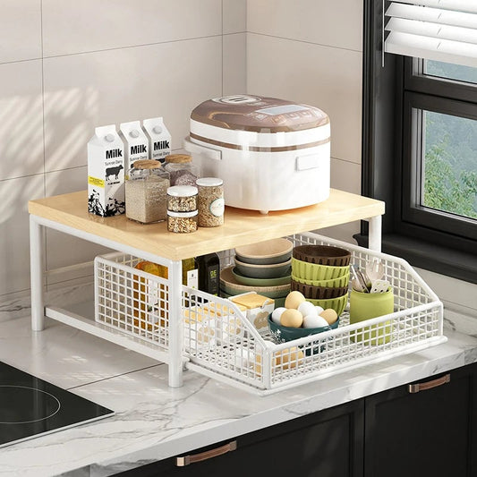 Multi-Tier Kitchen Countertop Organizer Shelf for Microwave & Spices