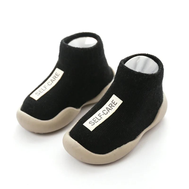 Soft Non-Slip Baby First Walker Shoes - Rubber Sole Knit Booties