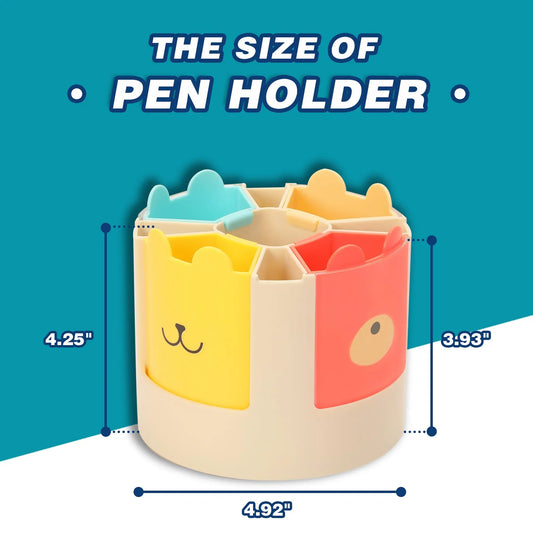 360° Rotating Pen Holder - 4 Detachable Slots Desk Organizer