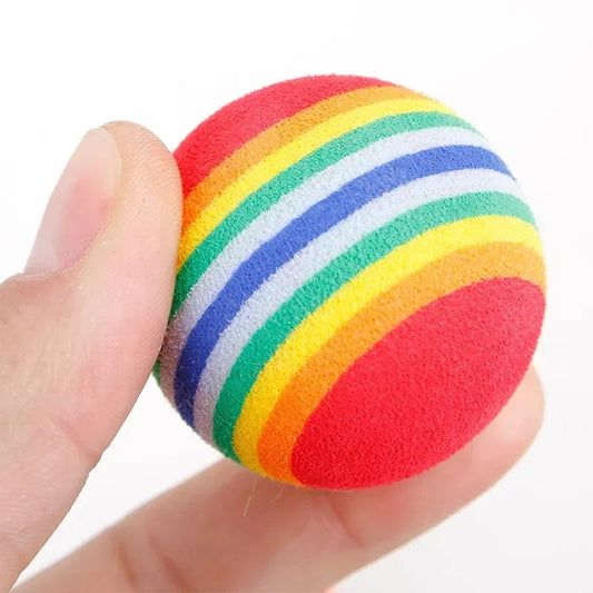 Rainbow Interactive Cat Ball Toys - Rattle Scratch Chew Training