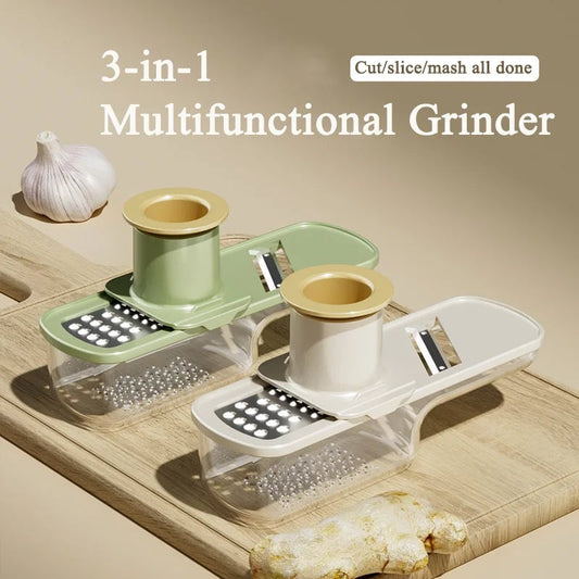 3in1 Manual Garlic Ginger Grinder Press - Spice Herb Crusher Tool