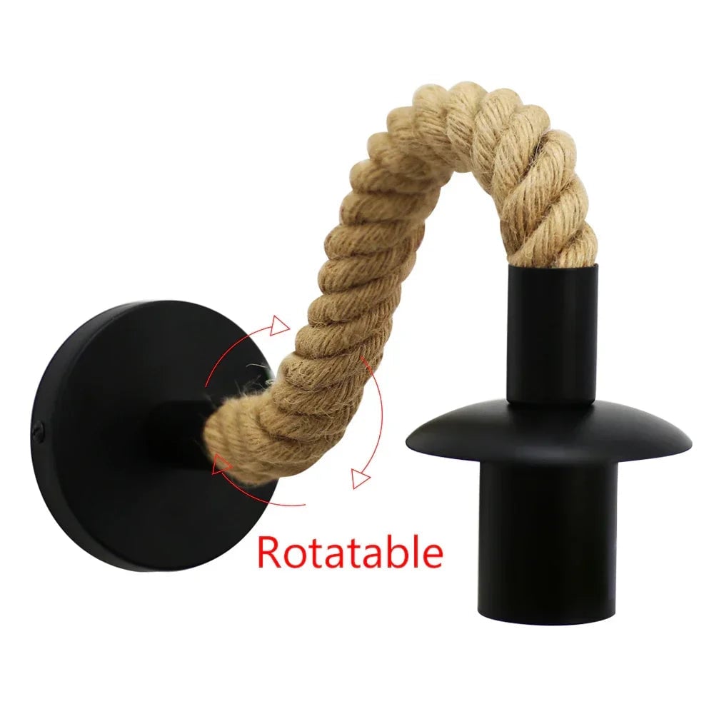 Industrial Hemp Rope Iron Wall Vintage Lamp